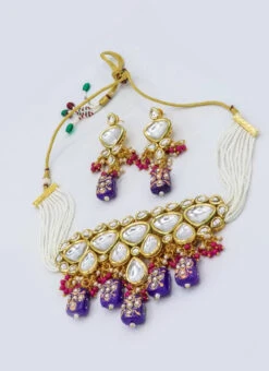 Designer Royal Blue Beads Choker Set Party Wear -ZariGrace Shop designer royal blue beads choker set jynsmni1039 b