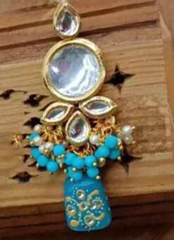 Designer Sky Blue Beads Choker Set Party Wear