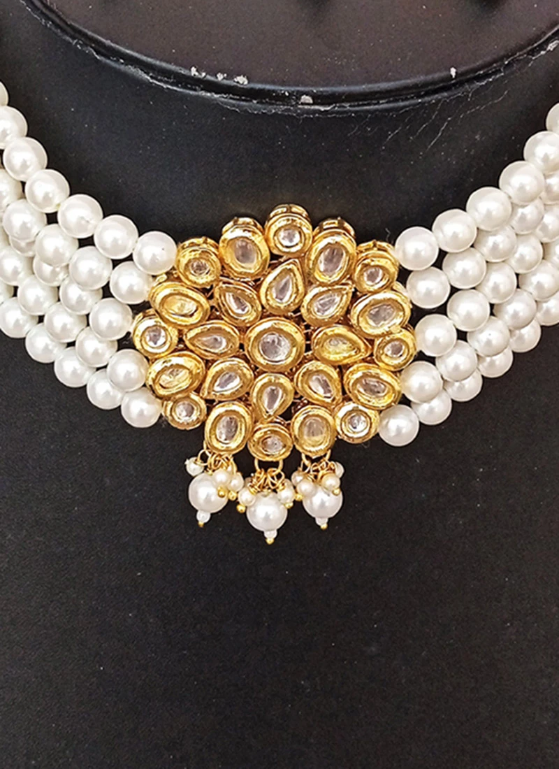 Designer White Beads Choker Set Party Wear 3 Designer White Beads Choker Set Party Wear