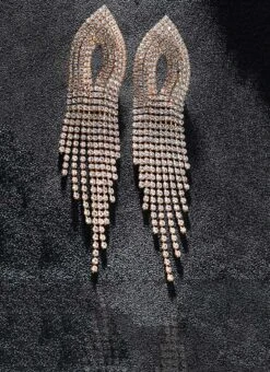 Designer White Stones Danglers Earrings Party Wear -ZariGrace Shop designer white stones danglers earrings erksc12 b