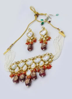 Designer Wine Beads Choker Set Party Wear -ZariGrace Shop designer wine beads choker set jynsmni1036 u