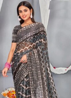 Digital And Sequins Soft Net Multicolor Saree Party Wear -ZariGrace Shop digital and sequins soft net multicolor saree sasun1621 b