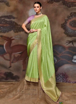 Dola Silk With Jacquard Woven Light Green Color Saree With Attached With Embroidery Blouse Party Wear -ZariGrace Shop dola silk with jacquard woven light green color saree with attached with embroidery blouse sasl1872168 u