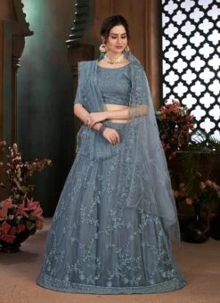 Dove Grey Net Thread Embroidery Umbrella Lehenga Party Wear 8 Dove Grey Net Thread Embroidery Umbrella Lehenga Party Wear -ZariGrace Shop dove grey net thread embroidery umbrella lehenga ghsom1636 u