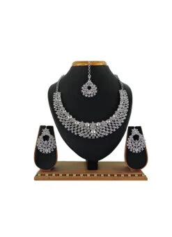 Dramatic Designer White Stone Bridal Necklace Set Party Wear -ZariGrace Shop dramatic designer white stone bridal necklace set jymsrk121228 u
