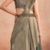 Dusty Green Chinon Silk Embroidered Ready Pleated Saree Party Wear -ZariGrace Shop dusty green chinon silk embroidered ready pleated saree saska36337311c l