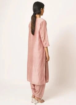 Dusty Pink Pure Chanderi Silk Embroidered Kurta Salwar Set Party Wear -ZariGrace Shop dusty pink pure chanderi silk embroidered kurta salwar set krsdvcsvks48 b