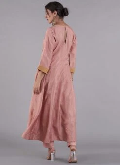 Dusty Pink Pure Silk Embroidered Kurta Straight Pant Set Party Wear -ZariGrace Shop dusty pink pure silk embroidered kurta straight pant set krsdvcsvks50 b