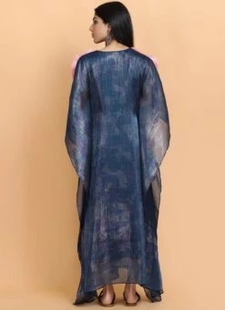 Electric Blue Bees Handpainted Kaftan Set Party Wear 9 Electric Blue Bees Handpainted Kaftan Set Party Wear -ZariGrace Shop electric blue bees handpainted kaftan set kfdasct121 b