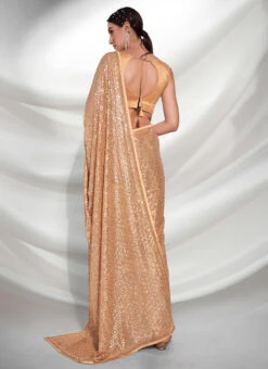 Embroidery Sequins Gold Color Georgette Saree Party Wear -ZariGrace Shop embroidery sequins gold color georgette saree sasacw3879 b