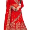Fire Brick Red Velvet Machine Embroidery A Line Lehenga Party Wear -ZariGrace Shop fire brick red velvet machine embroidery a line lehenga ghsstqn41r l