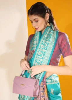 Firozi Raw Silk Weaving Work Saree Festive Wear -ZariGrace Shop firozi raw silk weaving work saree sasacu8720 b