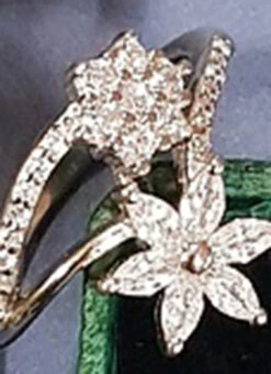 Floral Silver Brass Ring Party Wear