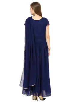Georgette Navy Blue Anarkali Suit Party Wear -ZariGrace Shop georgette navy blue ankle length anarkali suit slnrrssm308 b