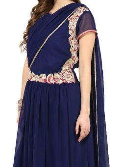 Georgette Navy Blue Anarkali Suit Party Wear