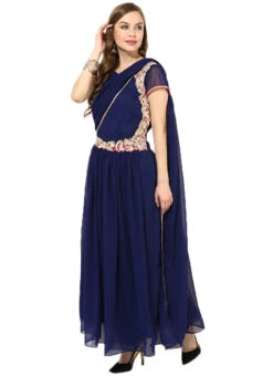 Georgette Navy Blue Anarkali Suit Party Wear -ZariGrace Shop georgette navy blue ankle length anarkali suit slnrrssm308 u
