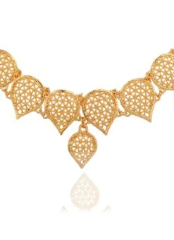 Gold Alloy Choker Necklace Set Party Wear