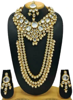 Gold Alloy Kundan Necklace Wedding Wear -ZariGrace Shop gold alloy kundan necklace jysmnikm1171 b