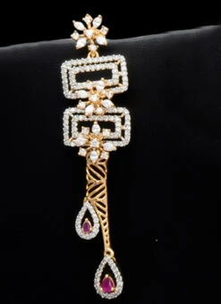 Gold Alloy Stone Necklace Party Wear