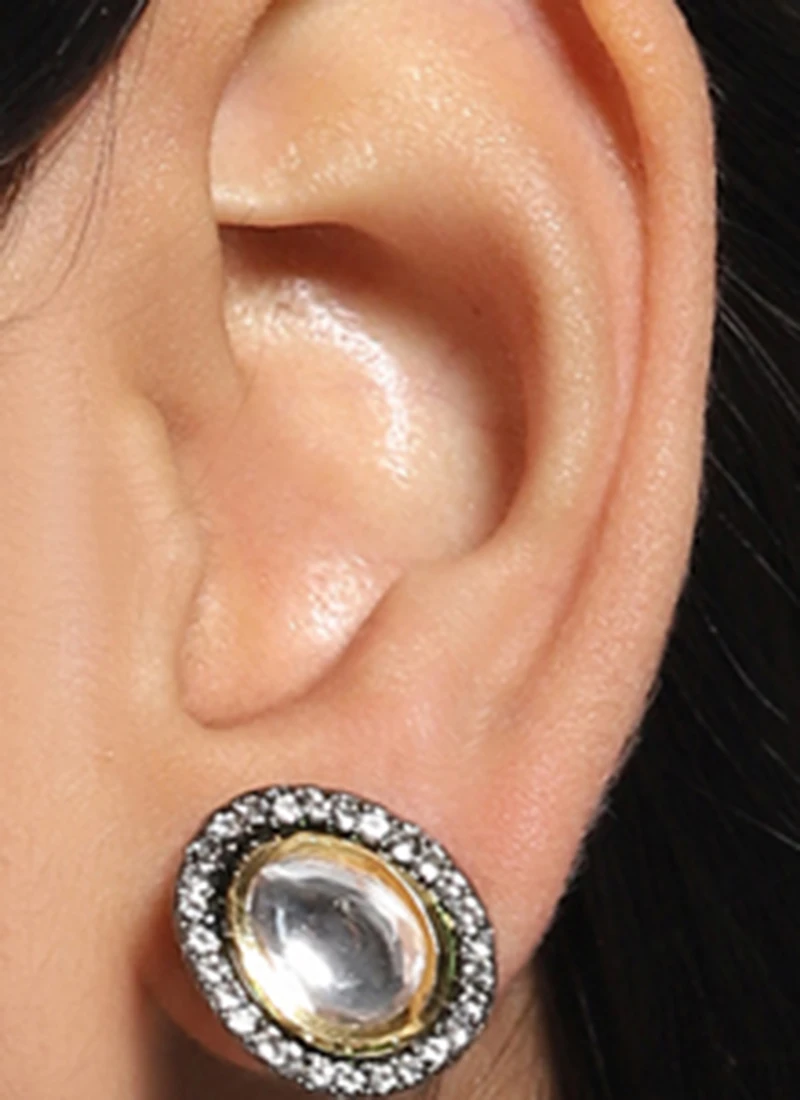 Gold Alloy Studs Party Wear 3 Gold Alloy Studs Party Wear