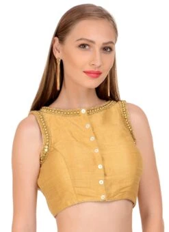 Gold Art Dupion Silk Beads Blouse Festive Wear -ZariGrace Shop gold art dupion silk beads blouse bldiw10 u
