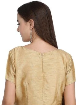 Gold Art Dupion Silk Plain Blouse Festive Wear -ZariGrace Shop gold art dupion silk plain blouse bldiw21 b