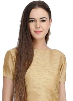 Gold Art Dupion Silk Plain Blouse Festive Wear -ZariGrace Shop gold art dupion silk plain blouse bldiw21 u