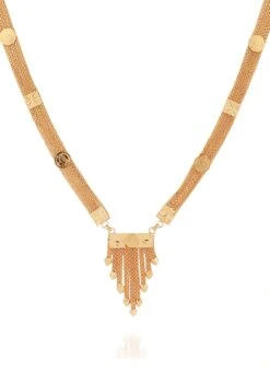 Gold Brass Choker Necklace Set Party Wear