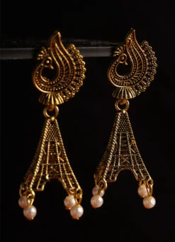 Gold Dangler Earrings Festive Wear -ZariGrace Shop gold dangler earrings ermbm191 b