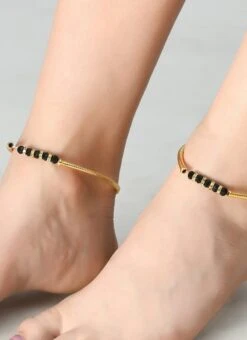 Gold Designer Anklets Festive Wear