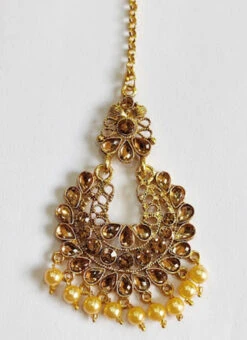 Gold Kundan Chaandbali Style Mangtikka Festive Wear -ZariGrace Shop gold kundan chaandbali style mangtikka hjmbjkha4 b