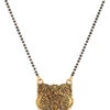Gold N Black Antique Gold Plated Flower Leaf Shape Mangalsutra Wedding Wear
