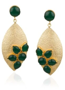 Gold N Green Danglers Festive Wear -ZariGrace Shop gold n green danglers ermpf9472 u