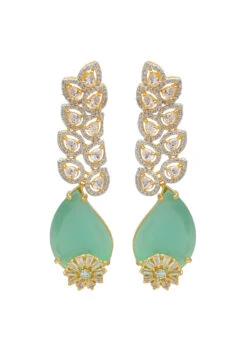 Gold N Green Stones Alloy Danglers Party Wear -ZariGrace Shop gold n green stones alloy danglers erjrurea2355 b