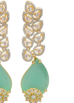 Gold N Green Stones Alloy Danglers Party Wear