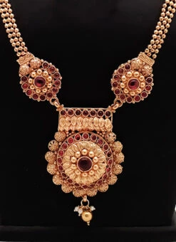 Gold N Maroon Necklace Set Festive Wear