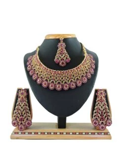 Gold N Pink Necklace Set Wedding Wear -ZariGrace Shop gold n pink necklace set jymmkns5625e b