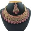 Gold N Pink Necklace Set Wedding Wear -ZariGrace Shop gold n pink necklace set jymmkns5625e l