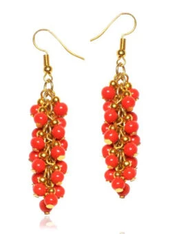 Gold N Red Dangler Earrings After Six Wear -ZariGrace Shop gold n red dangler earrings ermvn10415 b