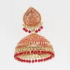 Gold N Red Jhumka Earrings Festive Wear -ZariGrace Shop gold n red jhumka earrings ermbm505 l