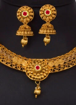 Gold N Red Necklace Set Festive Wear