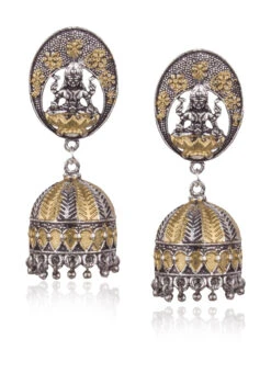 Gold N Silver Jhumka Earrings After Six Wear -ZariGrace Shop gold n silver jhumka earrings ermpf9457 b