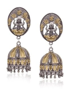 Gold N Silver Jhumka Earrings After Six Wear -ZariGrace Shop gold n silver jhumka earrings ermpf9457 u
