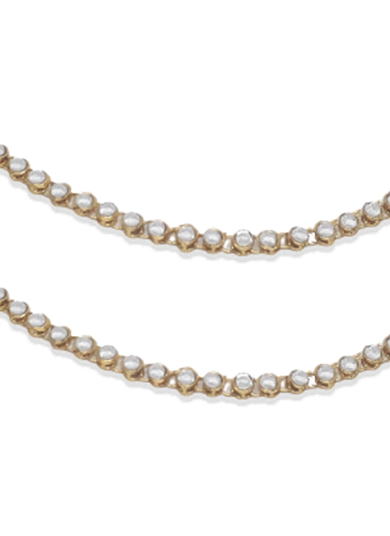 Gold N White Designer Anklets Festive Wear 3 Gold N White Designer Anklets Festive Wear