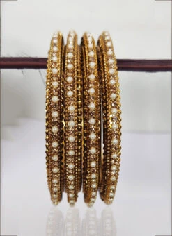 Gold N White Designer Bangles Festive Wear -ZariGrace Shop gold n white designer bangles brbjk19 b