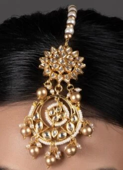 Gold N White Designer Mangtikka Party Wear