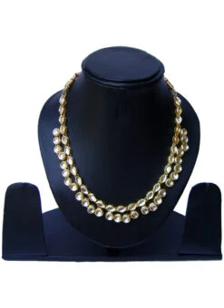 Gold N White Designer Necklace Party Wear -ZariGrace Shop gold n white designer necklace jynmsr140 b