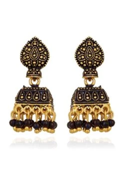 Gold N Purple Jhumka Earrings Festive Wear -ZariGrace Shop gold n wine jhumka earrings ermpf9067 b