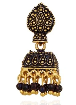 Gold N Purple Jhumka Earrings Festive Wear