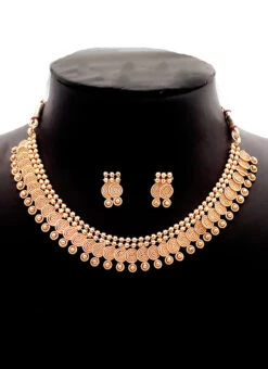 Gold Necklace Set Festive Wear -ZariGrace Shop gold necklace set jynsmpf9189 b